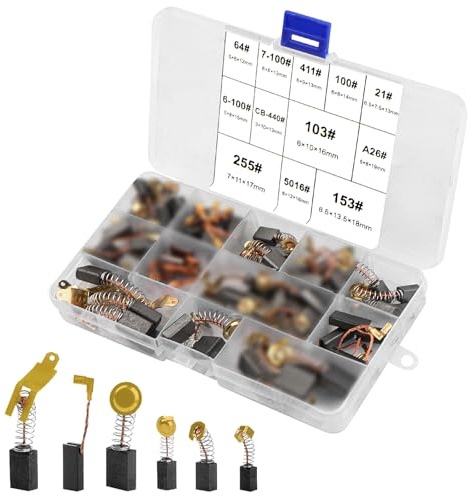 62 Piezas Cepillos de Carbono Motor+4 Piezas Carbono de Motor para Makita | UYUYong Escobillas de Carbón Herramienta Eléctrica de Repuesto, para Herramientas Eléctricas, Amoladora Angular - 12 Tamaños
