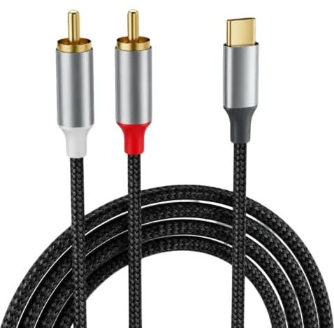 SEASJHBAY Cavo audio da USB-C a 2RCA, adattatore da RCA a USB C per iPhone 17/16/15, da USB C a RCA audio con chip DAC, cavo audio da USB a RCA per amplificatore HiFi, home theater, autoradio, 1 m