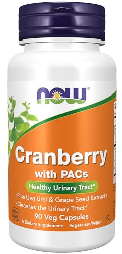 NOW Supplements, Cranberry with PACs, plus Uva Ursi and Grape Seed Extracts 90 Veg Capsules