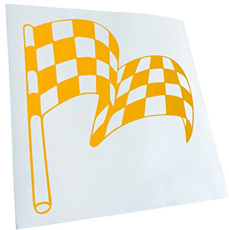 Kiwistar - Autoaufkleber - gelb - 60 x 55 cm - Zielflagge - Heckscheibenaufkleber Auto Aufkleber wetterfest für Kfz LKW Mofa Truck - Sticker außen selbstklebend Tuning Zubehör für Fenster Fahrzeug