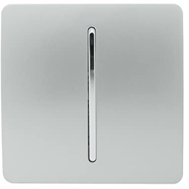 Trendi 1 Gang 1 Way Artistic Modern Glossy 10 Amp Rocker Tactile Light Switch Silver ART-SS1SI