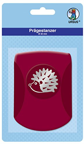 Ursus 19670094 - Prägestanzer, Igel, rosa, ausgestanztes Motiv ca. 32 mm, aus Kunststoff mit Metallstanze, geeignet für Grammaturen von 180 240 g /qm, ideal für Motiv Konfetti
