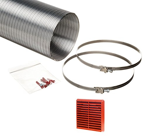 NaplesUK Universal 150mm Cooker Hood Ducting Kit Semi Rigid Aluminium 152mm Internal Diameter Hose Length 1.5 Metre With Terracotta Louvred Grille