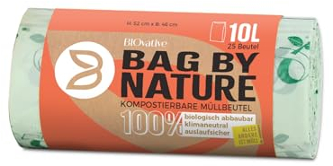 10L Biomüllbeutel: 100 Beutel, Made in Germany, 100% kompostierbar, biologisch abbaubar, 100% klimaneutral, reissfeste Bio-Beutel, auch als 6L, 20L, 30L