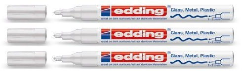 edding Glanzlack-Marker Creative 751 weiß, 1-2 mm (3er Pack)