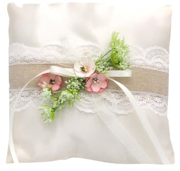 ZauberDeko Ringkissen Creme Rosa Hochzeit Spitze Vintage Blumen Traukissen Ringe