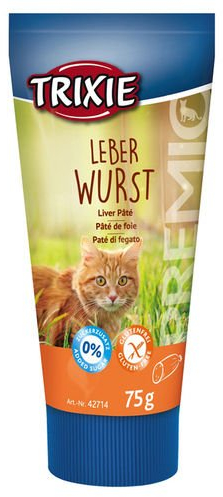 Trixie PREMIO Leberwurst für Katzen | 3er Pack | 3 x 75 g | Schmackhafter Snack für Katzen | Mit reduziertem Salz- und Gewürzgehalt | Mit Taurin zur Unterstützung der Sehkraft