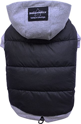 Doggy Dolly FP-W109-M Mops & Französische Bulldogge Hundemantel & Hundepullover, schwarz-grau, M