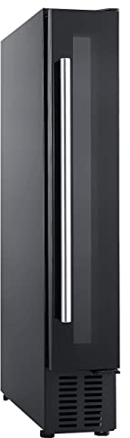 Cookology CWC150BK Freestanding under counter Wine Fridge Cabinet in Black - 20 Litre Capacity - 15cm Width - 7 Bottles - Digital Temperature Control - Reversible Door