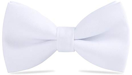 WELROG Nœud papillon classique pré-noué Noeud papillon ajustable en gabardine de smoking solide pour enfants et hommes Cravate pour adultes et enfants pour la fête de mariage（Blanc）