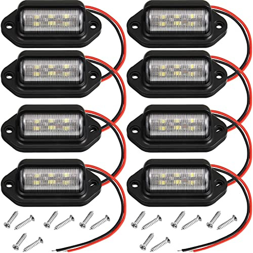 Mudder 8 Packs 12V 6 LED License Plate Light Waterproof License Plate Lamp Taillight for Truck SUV Trailer RV Trucks and Boats License Tags