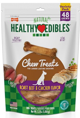 Nylabone Healthy Edibles Dog Treats, Roast Beef & Chicken Flavor, 48 Count