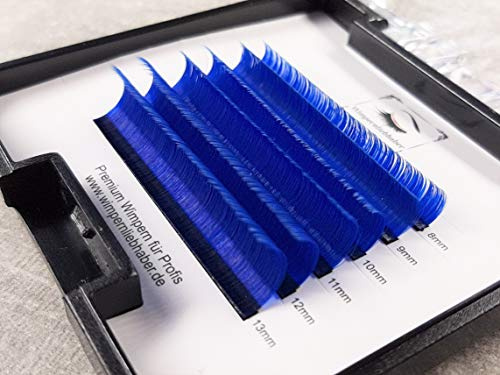 FARBIGE WIMPERN I Selbstfächernde Volumenwimpern 04 HOT Colour Lashes I C/D Curl 0,07mm I Volumenwimpern für Wimpernverlängerung (C Curl, Blau)