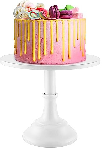 Holdfiturn Cake Stand 10 Inch Round Cake Plate Pedestal Modern Dessert Display Cup Cake Display Stand with Pedestal for Party Wedding Birthday Party (White)