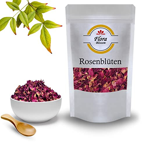 25g Flora Blossom Rosenblüten Getrocknet – Natürlich Ohne Zusätze - Teeblüten Essblüten - Rosenblütenblätter - Rosenblütentee - Rosenknospen Blätter - Rosen Süßlich