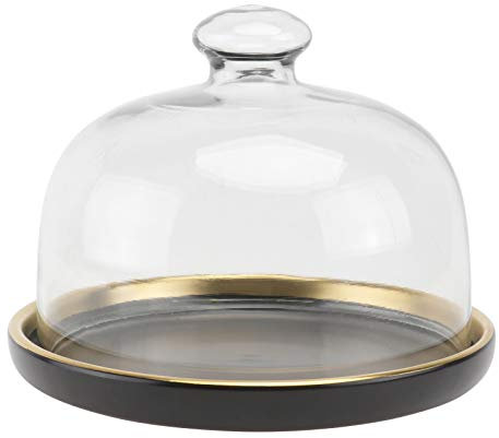 1 Set Cake Bell Jar with Ceramic Plate Glass Cheese Bell Cake Plate Dome Dome Pies Glass Dome Cake Stand Cake Bell Food Cover Lid for Patisserie Food Cover-Schwarz
