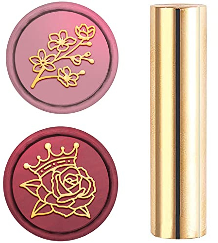 craspire 15 mm Wachs-Siegelstempel, 2 Seiten, Mini-Messing-Siegelstempel Für Hochzeitsfeier, Einladung, Dekoration Für Geburtstagseinladungen, Geschenk, Scrapbooking (Rose + Kirschblüte)