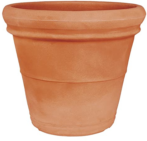 Decor Space Vaso Doppiobordo Liscio rotondo in resina decorazione per esterno Made in Italy (Terracotta, 90 cm)