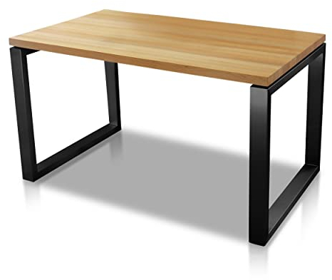 VEIKIN DESIGN Esstisch London Black Kernbuche massiv 140 x 80 cm, Designer Tisch Massivholz mit massiv Stahl Tischgestell schwarz matt pulverbeschichtet, Premium Esszimmertisch!