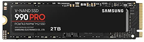 Samsung 990 PRO 2TB PCIe Gen 4.0 x4 (Maximum Transfer Rate 7,450MB/s) NVMe M.2 (2280) Internal SSD MZ-V9P2T0B-IT/EC