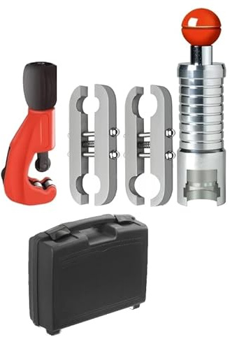GASFRIGO - Kit cartellatrice tubi inox flessibili 1/2 3/4 1 11/4 completo di dime DN12X-DN15 e DN20-25, tagliatubi e valigetta
