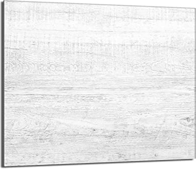 Herdabdeckplatte 60x52 Einteilig Glas für Elektroherd und Induktion Herdschutz Spritzschutz Glasplatte Deko Schneidebrett, Holz Weiß