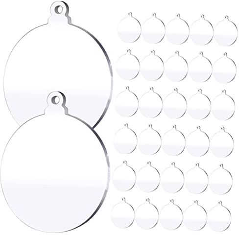EXCEART 36stücke Teiliges Acryl Rundes Blanko DIY Weihnachtsdeko Transparente Acrylplatte Zum Selbstgestalten Hängende Anhänger Für Kreative Weihnachtsverzierung