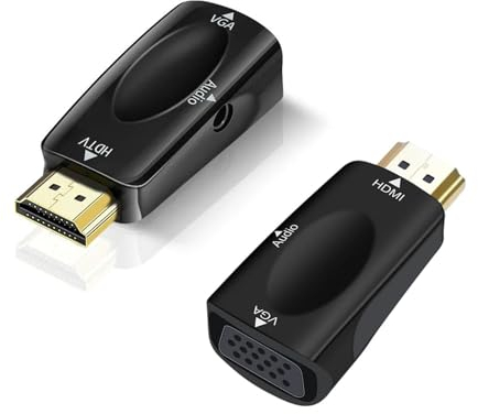 VIEVRE 2 Stücke HDMI VGA Adapter, Adapter HDMI auf VGA für Computer, Laptop, PC, Monitor, HDTV, Schwarz