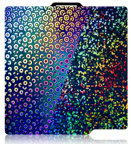 IdeaFormer Smooth Rainbow Circles + kaléidoscope PEK Plaque d'impression pour Bambulab P2S/P1S/P1P/A1/A1/X1C/X1, PEK Spring Steel Plaque de lit d'impression 257 x 257 mm pour imprimante 3D Bambu Lab