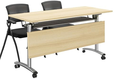 Konferenztisch,Klappbarer Besprechungstisch,Moderner Mobiler Schulungstisch Mit Rollen,zusammenklappbarer Besprechungstisch für Büro, Besprechungsraum, Klassenzimmer 120X40X75cm/47X16X30in Teak