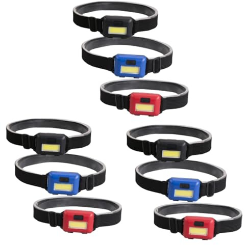 Artibetter 9piezas Led Headlamp Recargable Para Running y Camping Lámpara Frontal Rojo Azul y Negro Para Actividades Nocturnas Al Aire