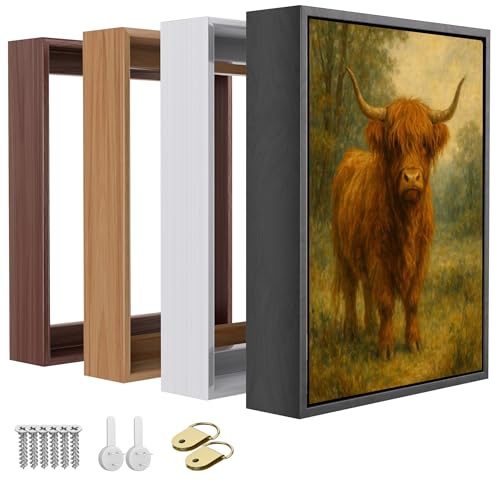 B.B.F MAKE Canvas Floating Frame, Wood-Look Floater Frames Kit for 1.25 Deep Canvas Paintings, Available in 50 Sizes & 4 Colors for Wall Decor, Art, and Room Decor (12x16inch, Black, 1 PC)
