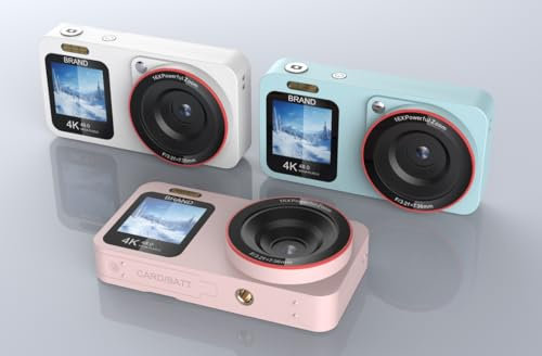 DEATTI Appareil Photo Numérique 4K, FHD 64MP Appareil Photo Compact avec Double Écran, 18X Digital Camera Vlog pour Les Adolescents, Enfants, Les Adultes et Les Débutants, 64G Cart SD, Rose