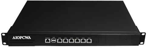 AIOPCWA 1U Firewall Appliance B250 Core i9 9900, 6 x i225V 2.5GbE LAN Firewall Hardware VPN Router PC, 16GB RAM 1TB SSD OPNsense Hardware 19”Rackmount for Homelab with VGA, SIM