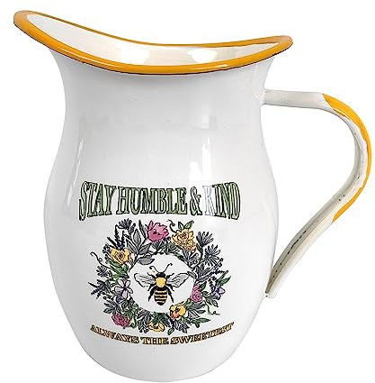 Emaillekanne Kleine Vasen Vintage Metall Blumenvase Milchkännchen Vase Blumen und Vögel für Blumen Rustikale Vase Small Rustic Vases Flower Pitcher