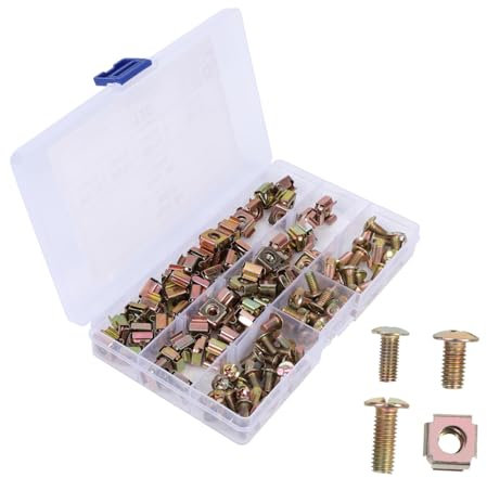 OUNONA Kit De Montage En Rack 120 Pièces Vis Écrous Boulons Trous Carrés Rotation En Acier Au Carbone Pour Racks De Serveur
