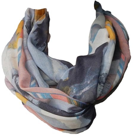 GIL-DESIGN XXL LOOP SCHAL SCHLAUCHSCHAL RUNDSCHAL HALSTUCH TÜCHER AUSWAHL HERBST WINTER 2023-2024 (Trend Muster Grau Creme Gelb Rosa15)
