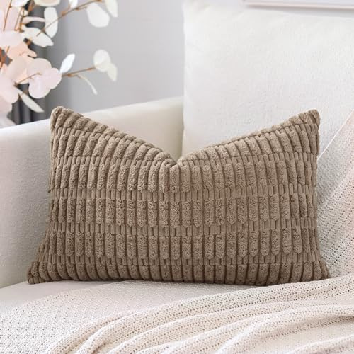 Artscope 1er Set Boho Gestreifte Kissenbezug Einfarbig Zierkissenbezug Dekokissen Sofakissen 40x60 cm Kissenhülle Weiche Couchkissen für Sofa Wohnzimmer Schlafzimmer Dekor, Braun