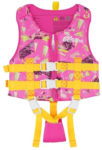 Schwimmweste ‎Kinder Neopren Weste, Ideale Kleinkinder Schwimmhilfe Badeanzug Assist Bademode Schwimmtraining mit Einstellbare Sicherheits Straps für Mädchen Jungen - Rosa, L (7-9 Jahre)