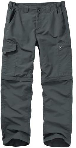 Mosingle - Pantaloni da uomo per escursionismo e camminate, ad asciugatura rapida, leggeri, convertibili, con cerniera, traspiranti, cargo, ideali per safari, pesca, viaggi, Grigio scuro, 50