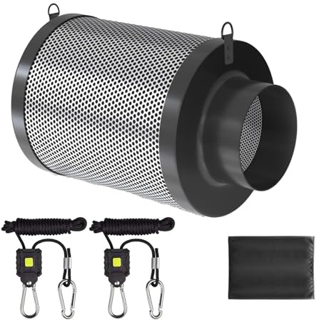 SunStream Filtro ai carboni attivi per Grow Tent & Indoor – Coltivazione – Nero, prefiltro in Australian Virgin Charcoal, per ventilatori in linea, tenda – ventilazione (100 x 300 mm)