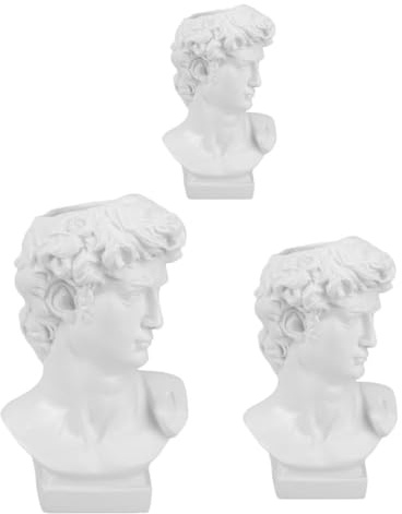 MUSISALY Set 3 Pezzi Vasi in Resina Bianco per Fiori e Contenitore Pennelli Trucco, Decorazione Casa e Ufficio Stile Raffinato e Artistico