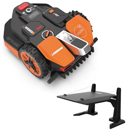 WORX Landroid Vision M800 Mähroboter WR208E.1 für Gärten bis 800m², AI Rasenmäher Roboter ohne Begrenzungskabel, aktive Hindernisvermeidung mit KI-Technologie, Igelschutz + WA0825 Vision Garage