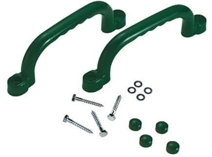 Set of 2 Grab Handles with Finger Grips for Climbing Frames, Treehouses, Playhouses, and Outdoor Playground Equipment – Available in 5 Colors for Safe and Fun Play (Green)