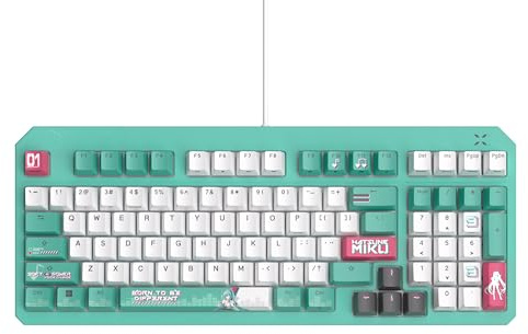 ASUS TUF Gaming K3 Gen II Hatsune Miku Edition Wired USB Gaming Keyboard – 97-Key Compact Layout, Optical-Mechanical RGB Switches, PBT Keycaps, Detachable Top Plate, IP57 Rated, PC/Mac Support - Aqua