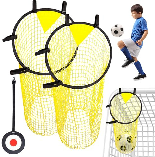DAJASD 2 Stück Fußballtor Zielnetz, 45 x 60cm, Fussball Ziel, Fußball Training Fußballtorzubehör, Fußball Zieltraining Fussballnetz Zubehör Mit Ziel für Kinder, Erwachsene (Gelb)