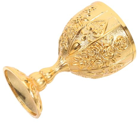 CIYODO Cáliz Medieval Retro de Metal Dorado Vaso de Diseño Vintage Taza Antica Resistente Roturas para Cócteles y Whisky Decoración Elegante para Hogar
