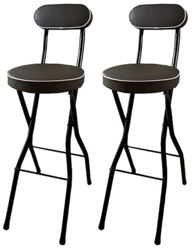 Sgabello da bar pieghevole con schienale alto sedie pieghevoli per cucina, soggiorno, giardino, campeggio e pesca, 2 pezzi, colore marrone, altezza: 70 cm