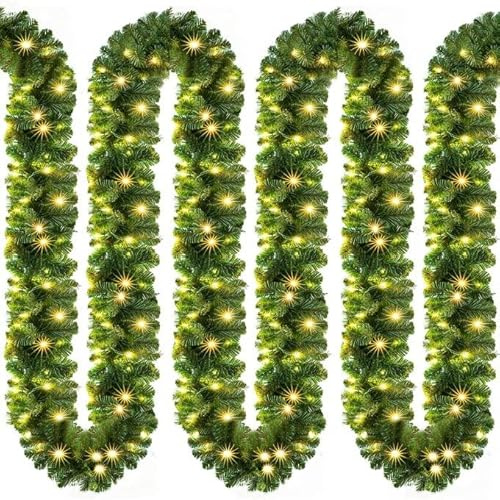 Weihnachtsgirlande Andrea mit Beleuchtung, 5 m, grün