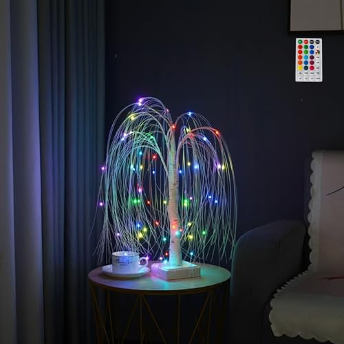 Birch Twig Tree with Light | Warm LED 144 Led Pre lit Christmas Tree | Battery Operated or USB Plug-in Birch with Lights for Home | Wedding, and Holiday Decorations (60 Led Light Willow Tree)